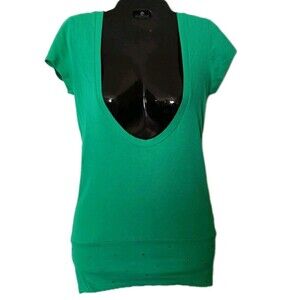 Vintage Y2K Baby Doll Top Women’s T Shirt Sz Small Green Mall Scene Sequin Poof